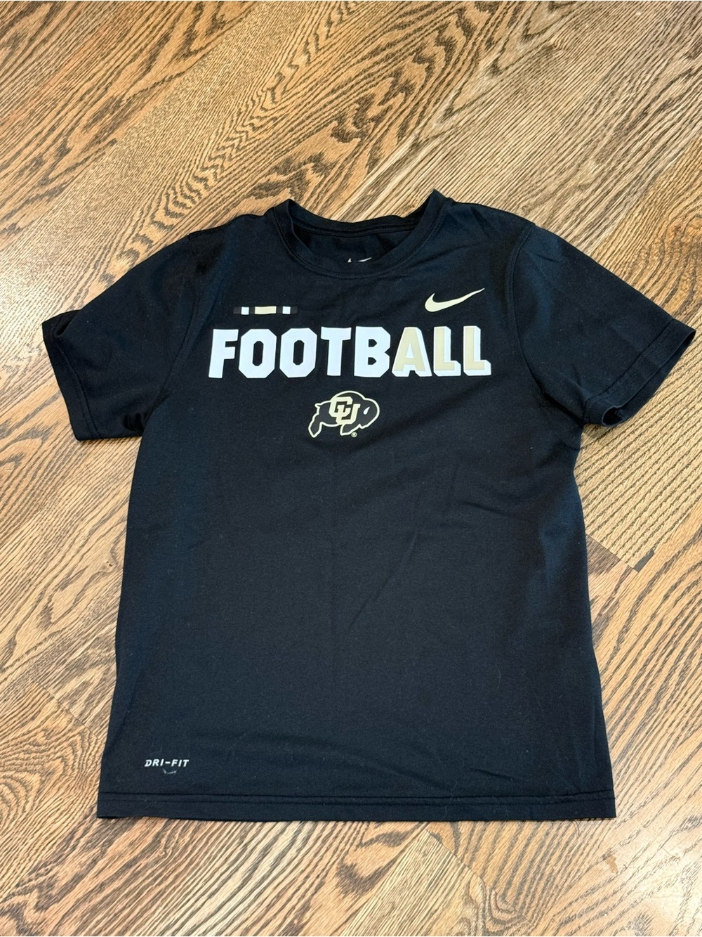 Nike Black Kids' CU Football Graphic Tee with Gold Accents